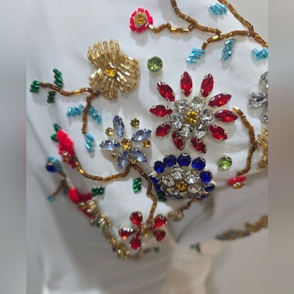 Mac Duggal 55709 Embellished Sleeve Jersey Wrap Gown NWT Size 4 White - Picture 6 of 7